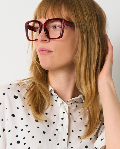 OjeOje I Læsebriller - mørkerød